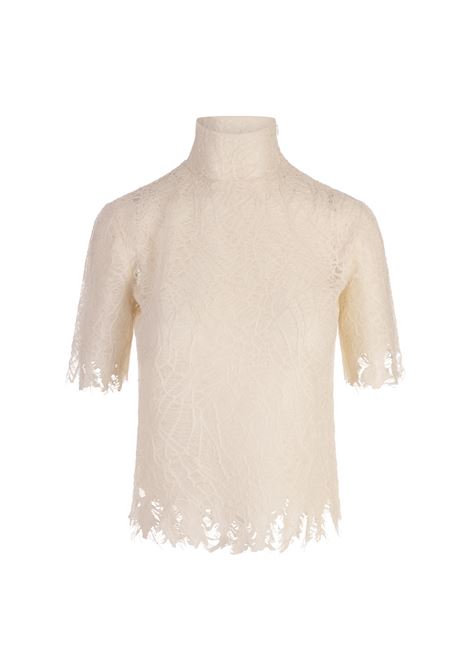 Top a Collo Alto In Pizzo Bianco ALEXANDER MCQUEEN | 829306-Q1BC99004